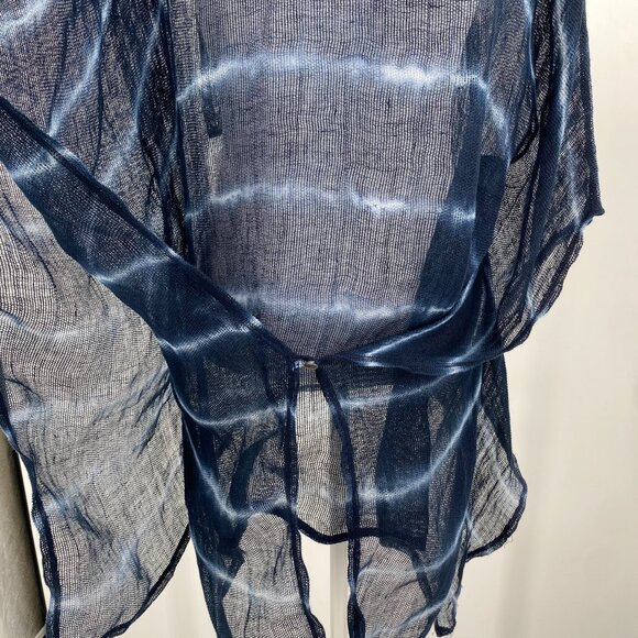 W by Worth Poncho Womens XP XS Blue White‎ Striped Lightweight Oversized Sheer - Picture 8 of 14